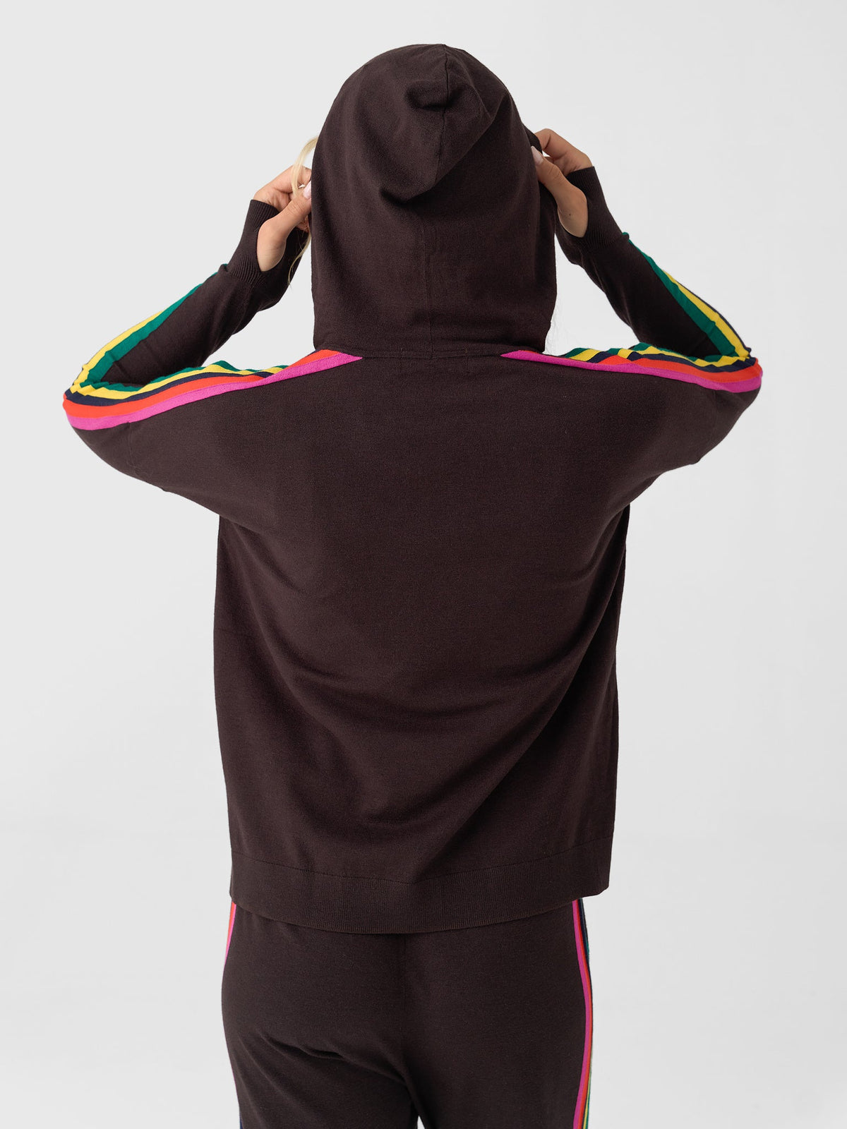Eche Women's Solid Striped Hoodie
