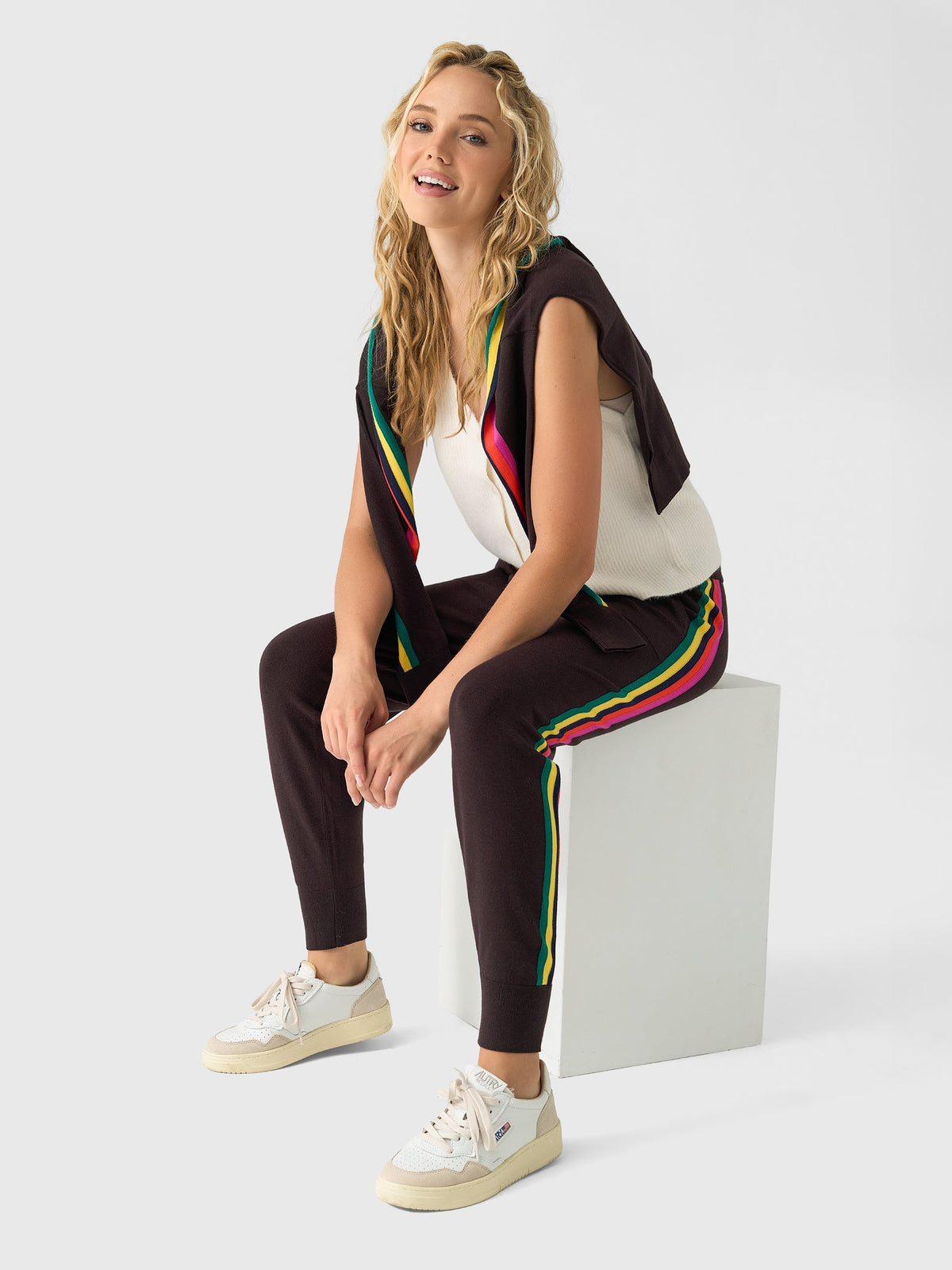 Eche Women's Solid Striped Hoodie