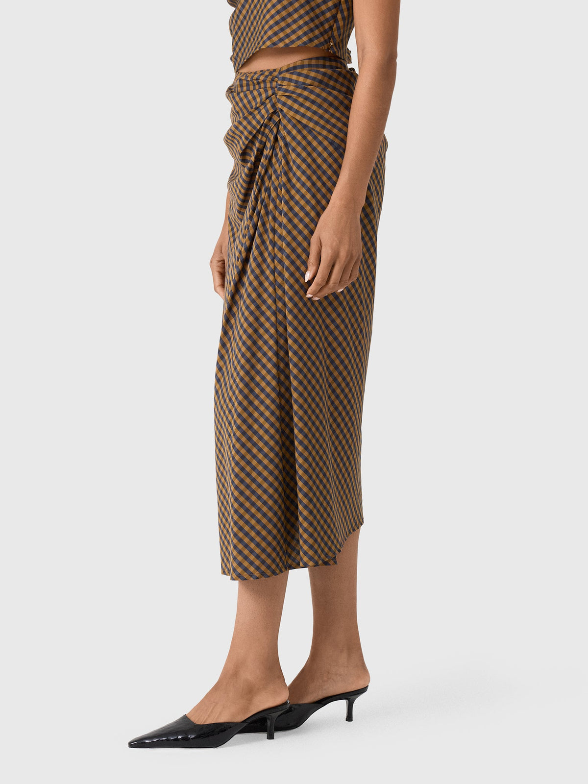 ALC Women's Jean Check Midi Skirt