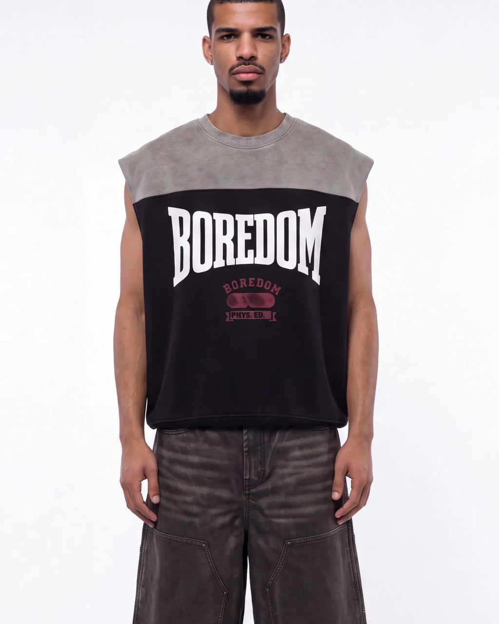 Boredom Kills Boxer Cut Off Tee Grey/Black
