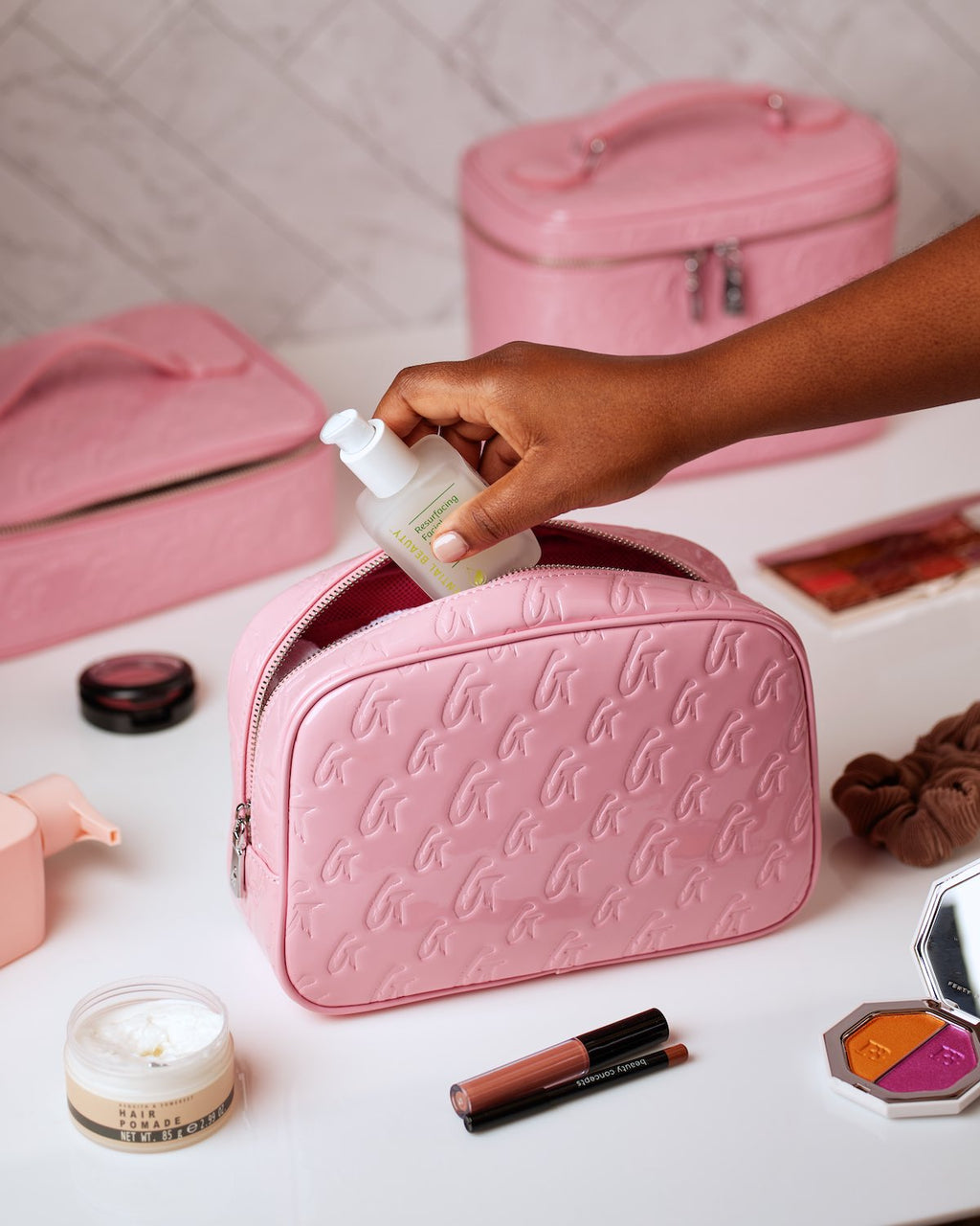 SMALL MONOGRAM TOILETRY BAG - MIRROR LIGHT PINK