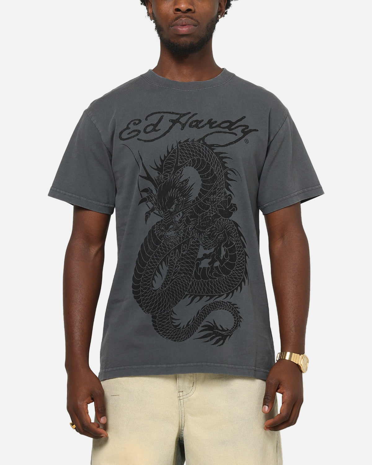 Ed Hardy Euro Fitted T-Shirt Charcoal