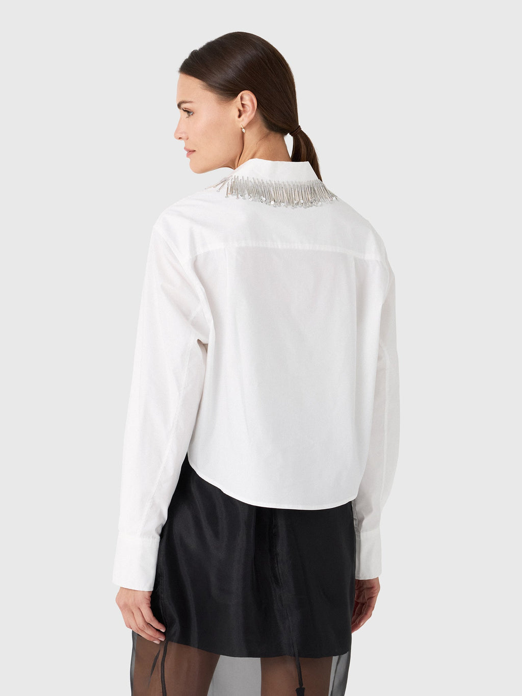 Simkhai Women's Renata Embellished Cropped Button-Down Shirt