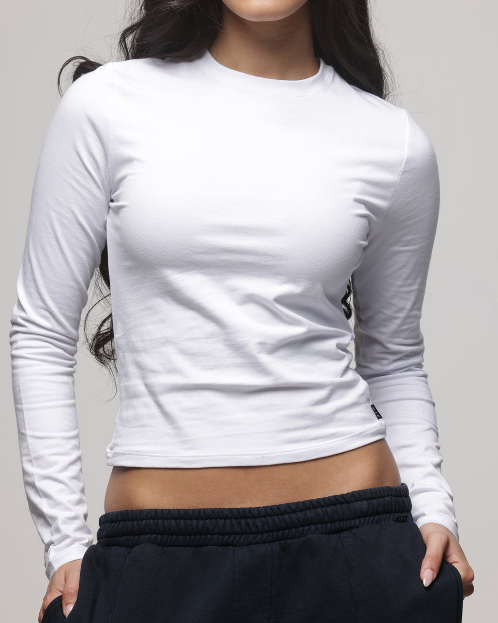 American Thrift Women's Fitted Long Sleeve T-Shirt White