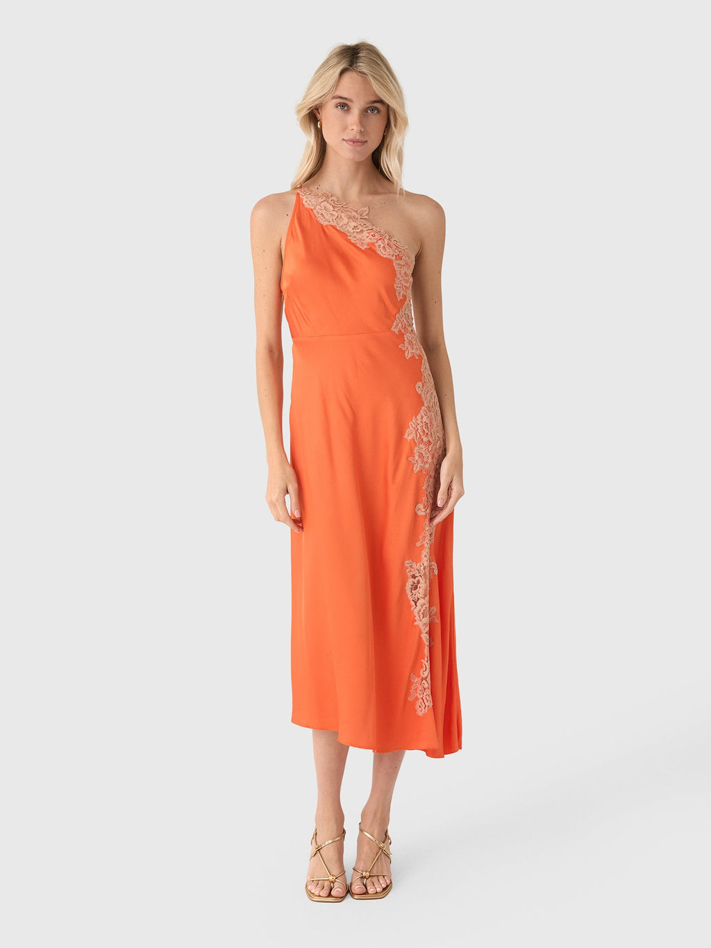 ALC Women's Lou Satin & Lace Midi Dress