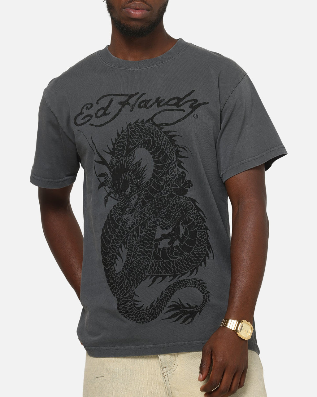 Ed Hardy Euro Fitted T-Shirt Charcoal