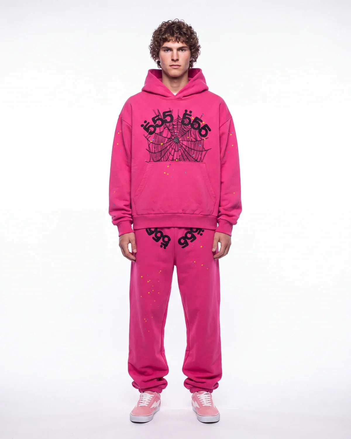 Sp5der Angel Number Sweatpants Pink