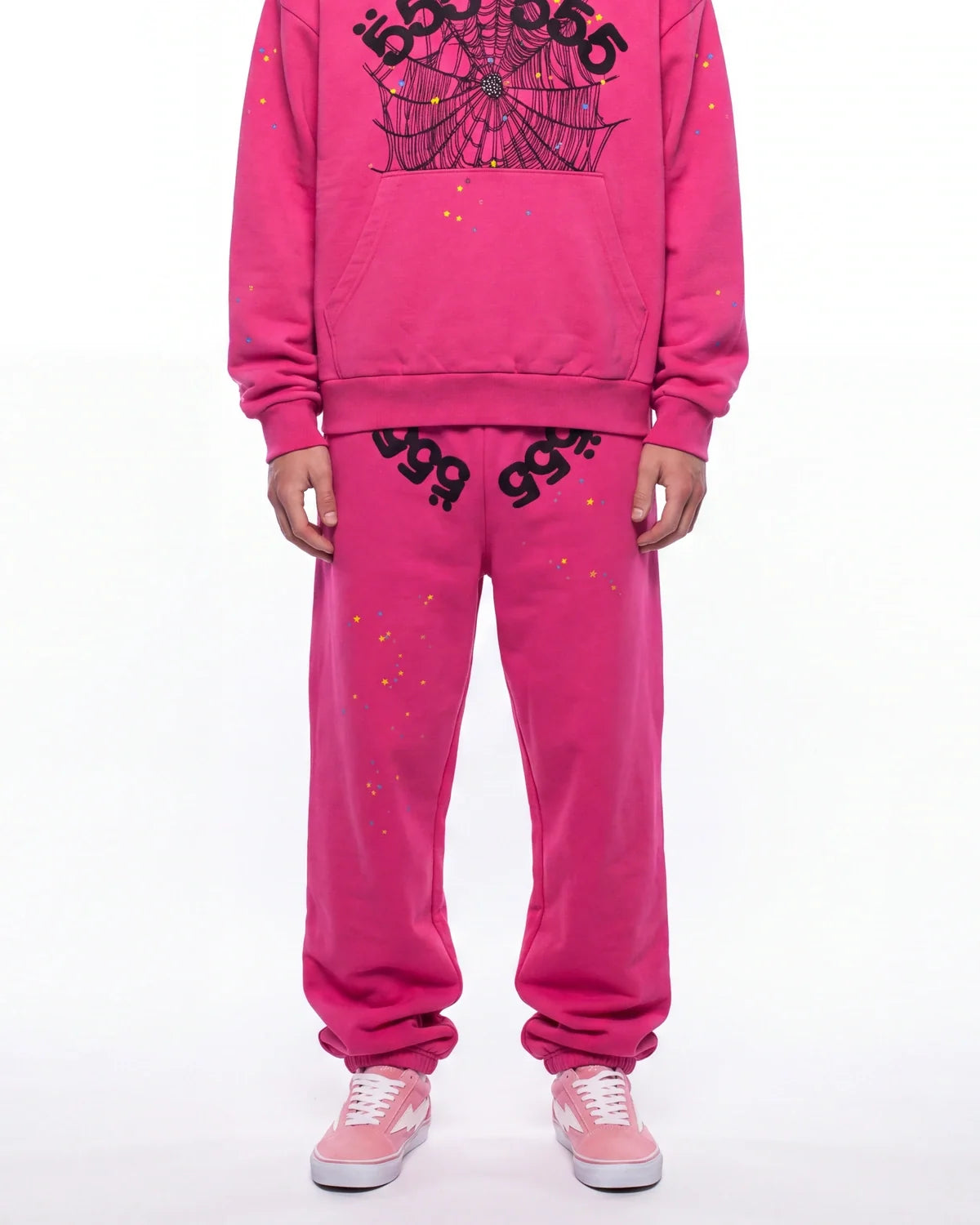 Sp5der Angel Number Sweatpants Pink
