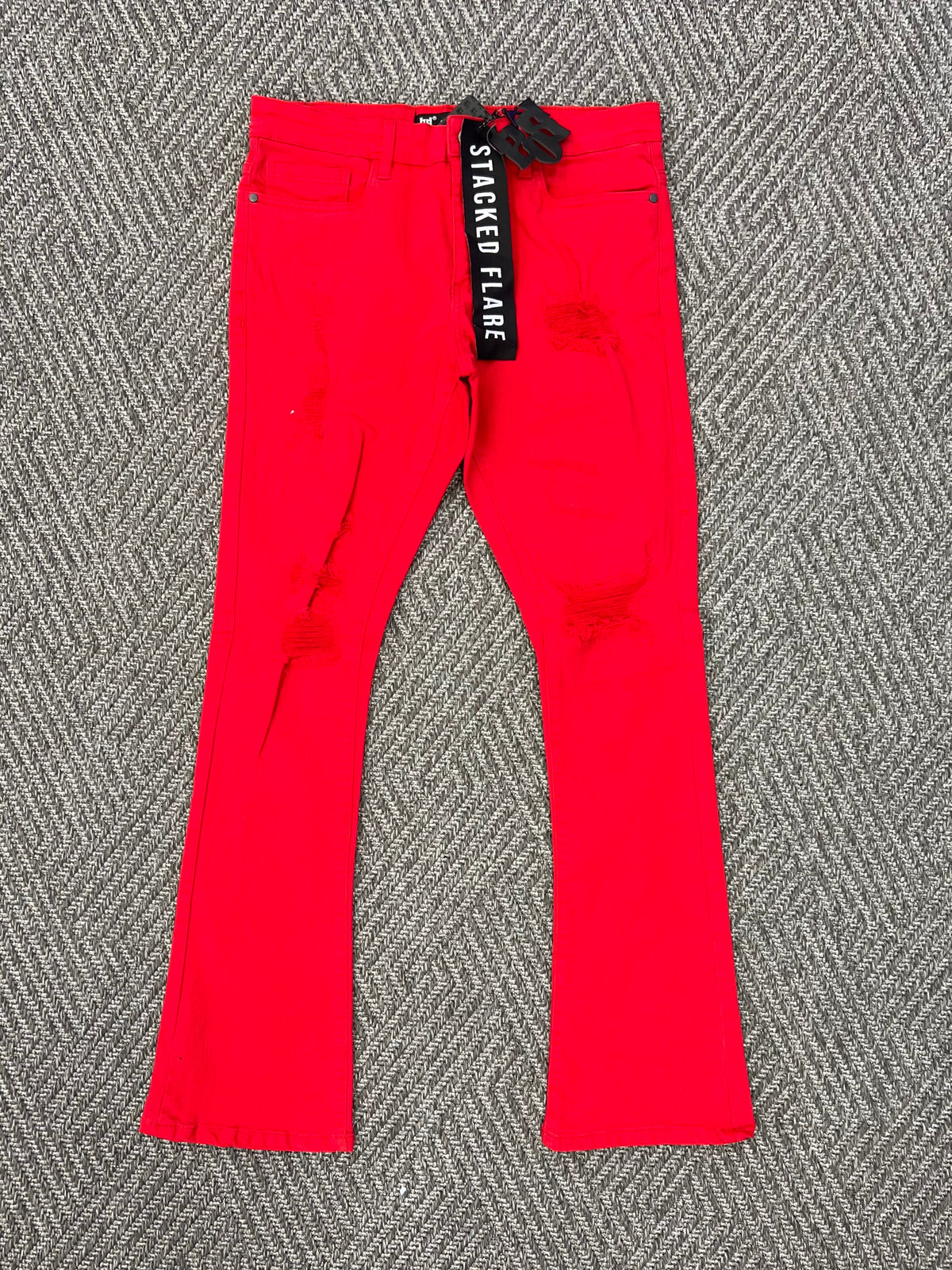 STYLO DENIM RED STACKED FLARE