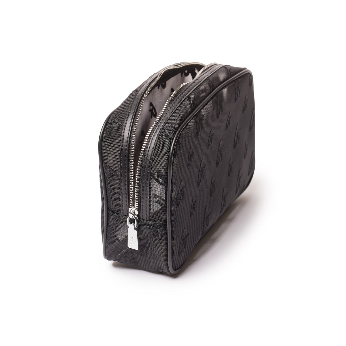 SMALL MESH MONOGRAM TOILETRY BAG - BLACK