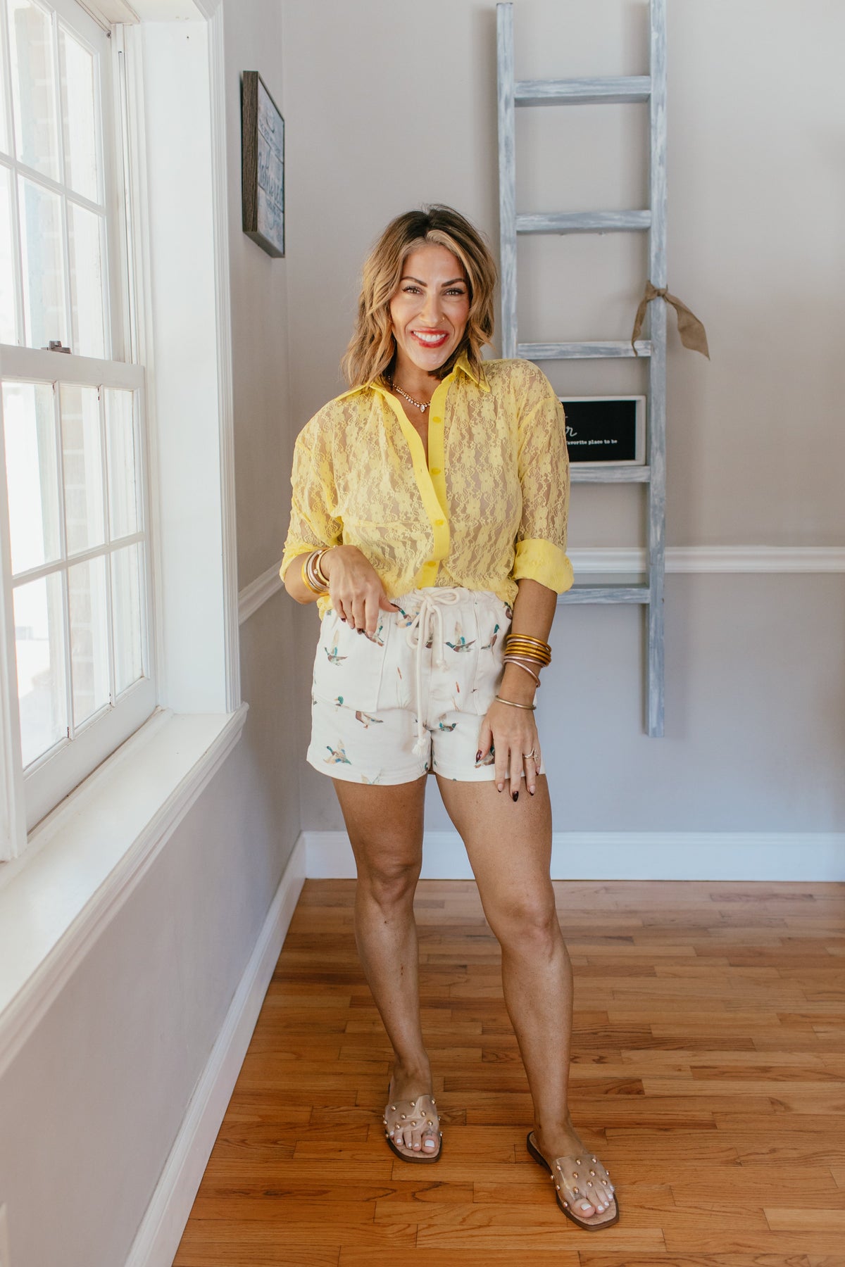 Classic Kathryn Button Up Top In Yellow - Reg & Curvy