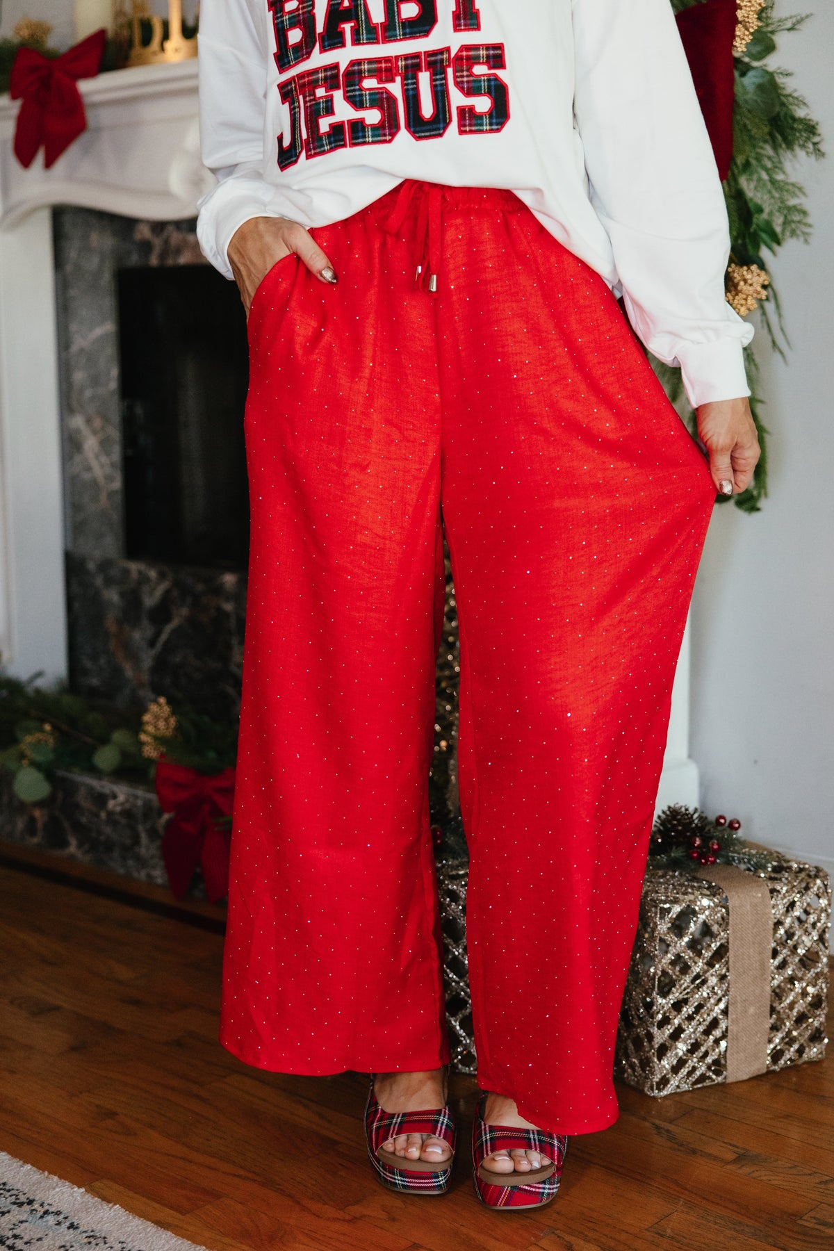 Center Stage Pants In Red - Reg & Curvy