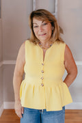 Buttoned Bliss Top In Lemon