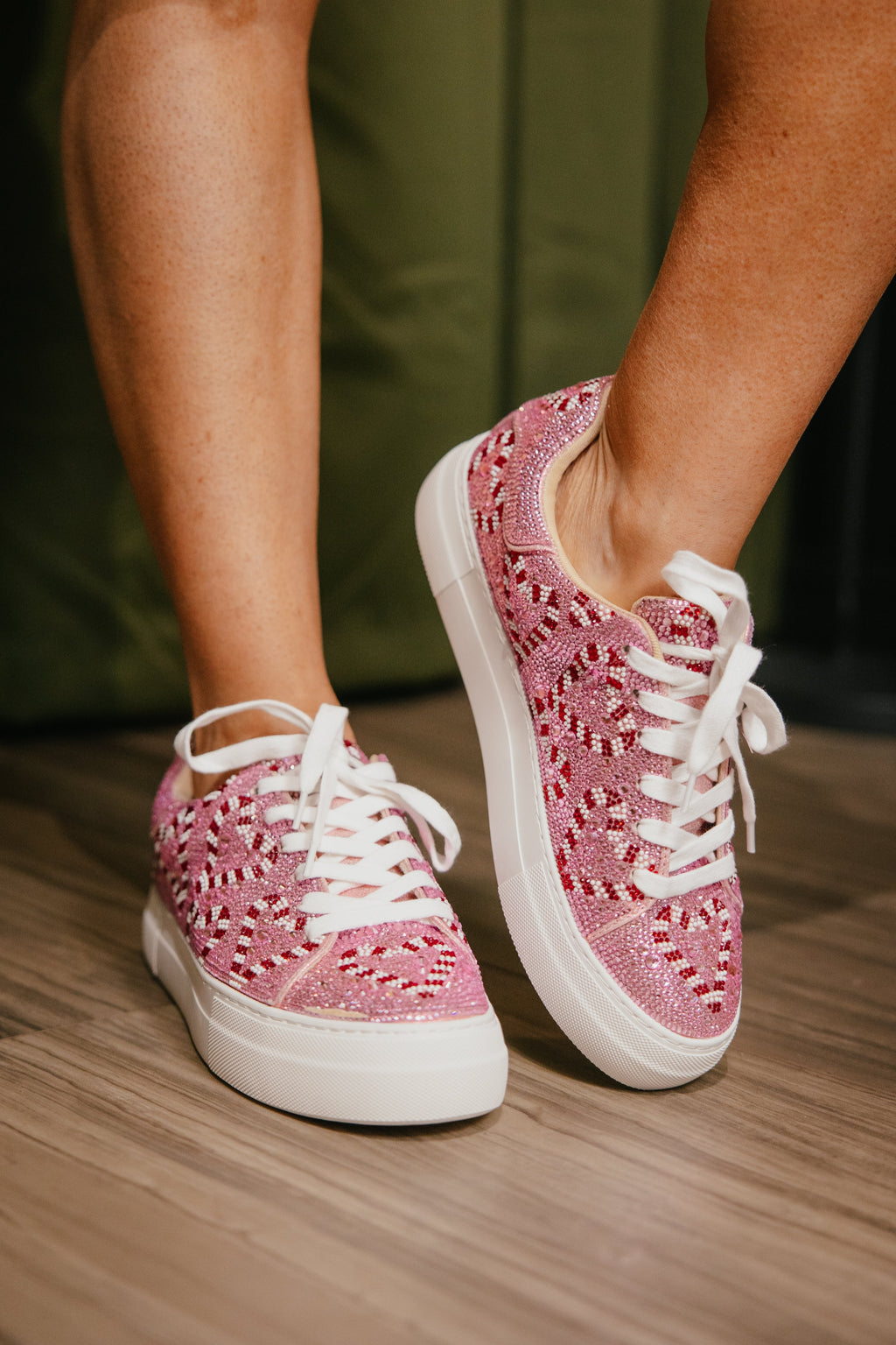 Betsey Johnson Pink Candy Canes Sidny Sneakers