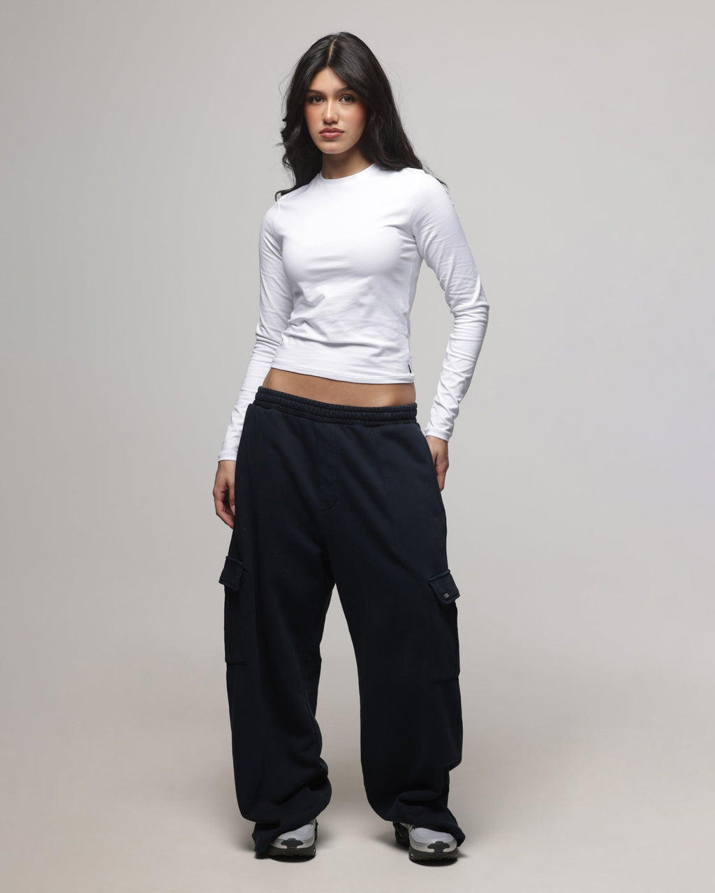 American Thrift Women's Fitted Long Sleeve T-Shirt White