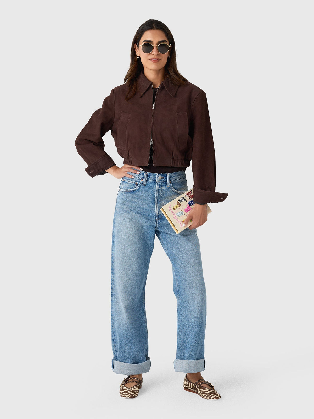 Agolde Women's Nahla Cropped Suede Jacket