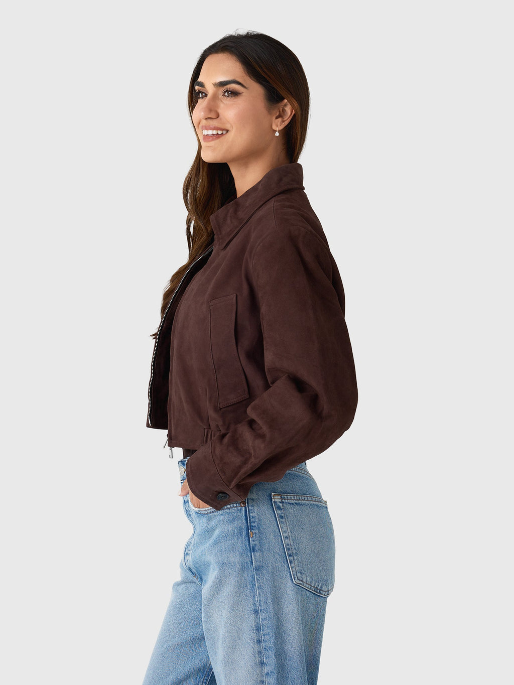 Agolde Women's Nahla Cropped Suede Jacket