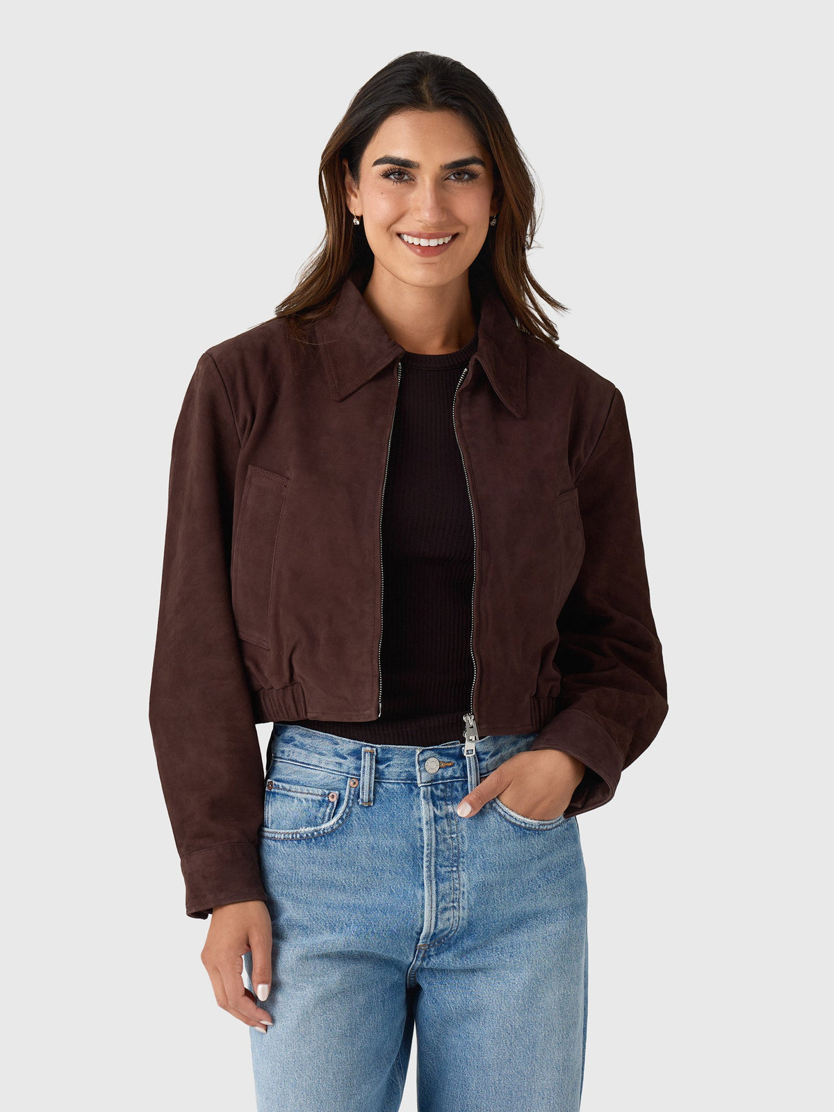 Agolde Women's Nahla Cropped Suede Jacket