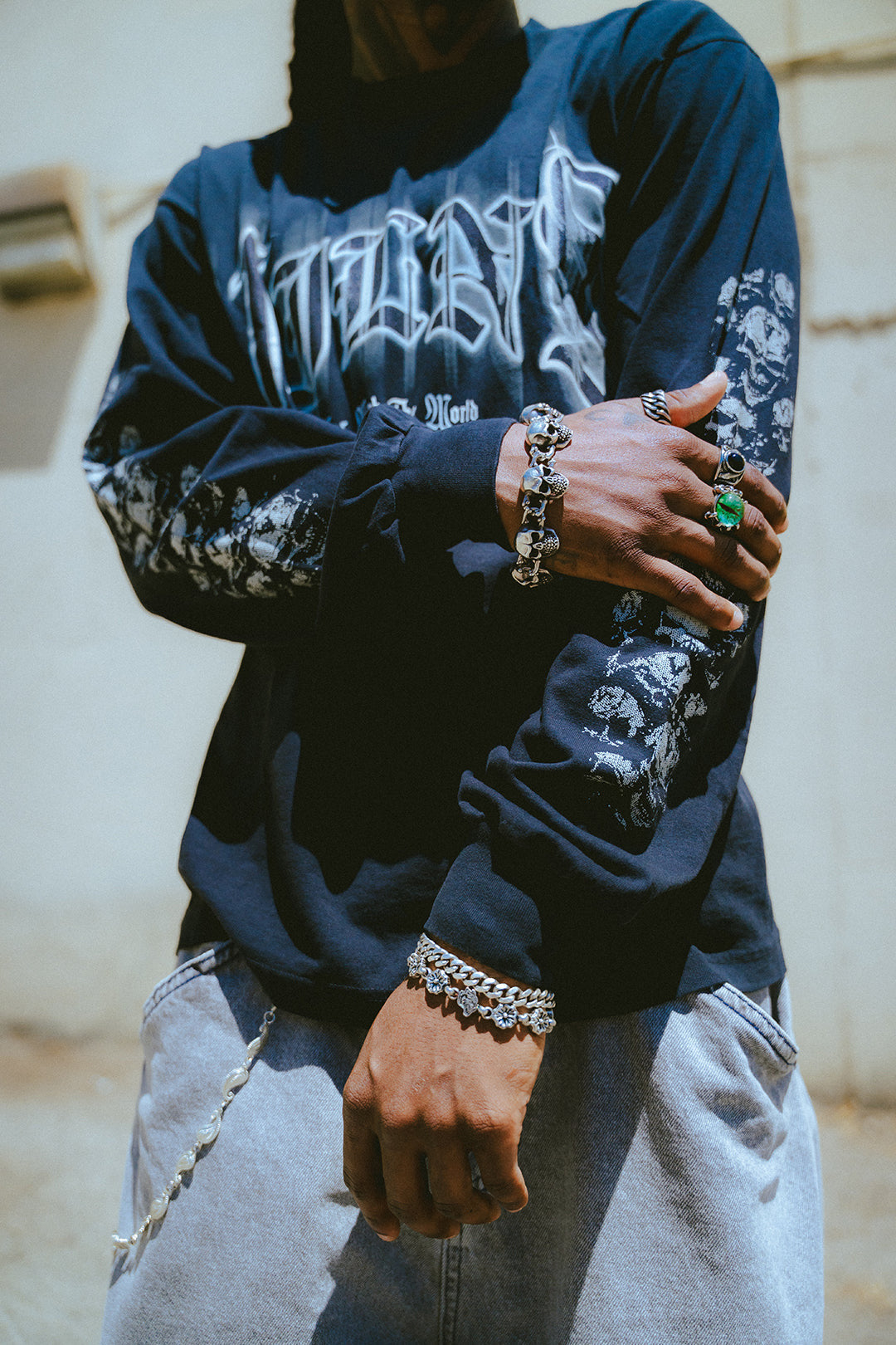 VILLAIN ATTIRE BONEYARD BLACK LONG SLEEVE