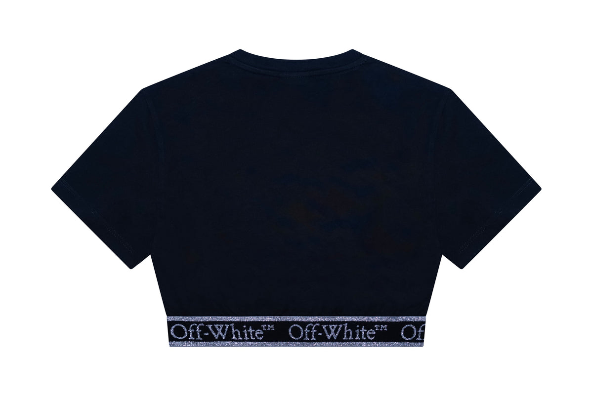 BALMAIN Bookish Logo Band Crop Tee S/S Kids Apparel