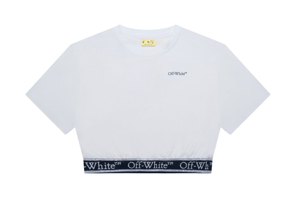 BALMAIN Bookish Logo Band Crop Tee S/S Kids Apparel