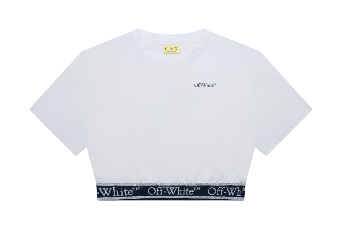 BALMAIN Bookish Logo Band Crop Tee S/S Kids Apparel