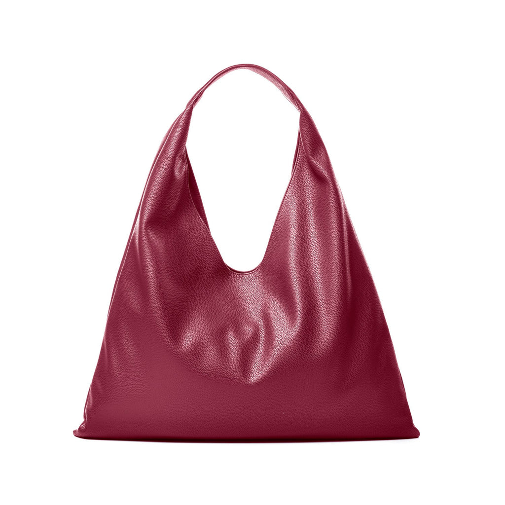 PEBBLE HOBO SHOULDER BAG - BURGUNDY