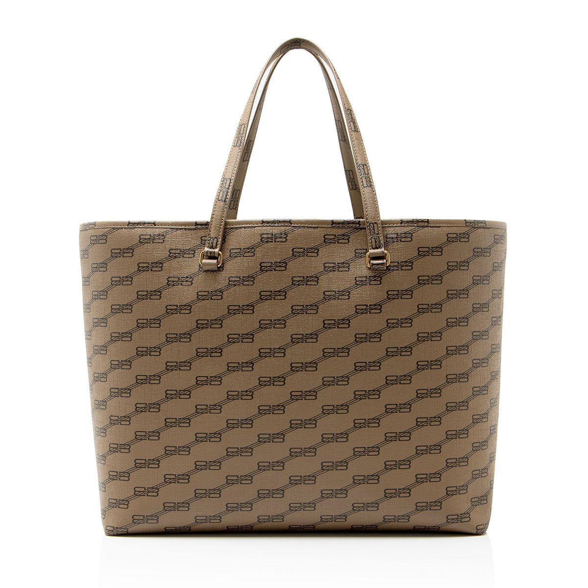 Balenciaga BB Monogram Canvas Signature Large Shopper Tote Bag - Brown