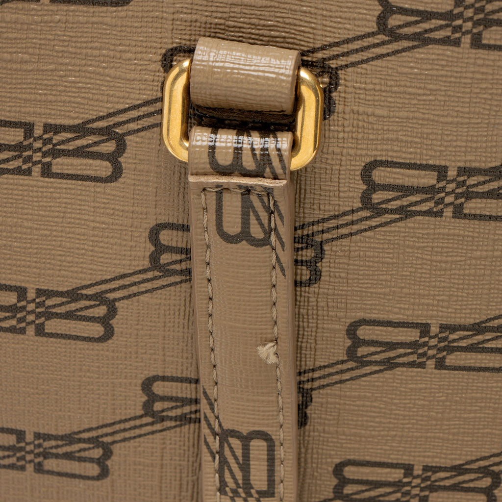 Balenciaga BB Monogram Canvas Signature Large Shopper Tote Bag - Brown