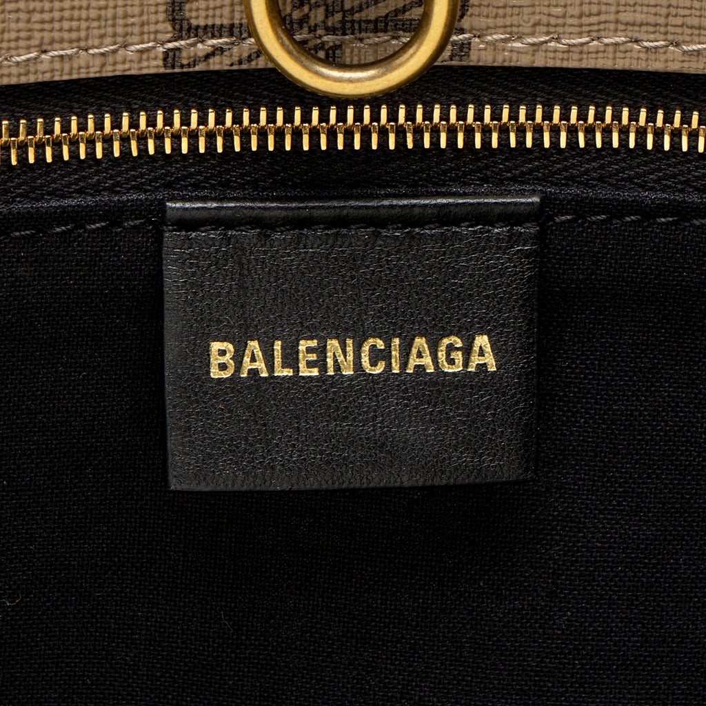 Balenciaga BB Monogram Canvas Signature Large Shopper Tote Bag - Brown