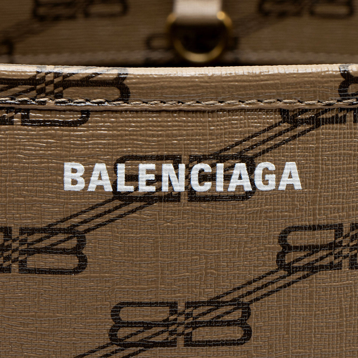 Balenciaga BB Monogram Canvas Signature Large Shopper Tote Bag - Brown