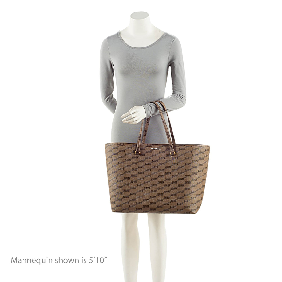 Balenciaga BB Monogram Canvas Signature Large Shopper Tote Bag - Brown