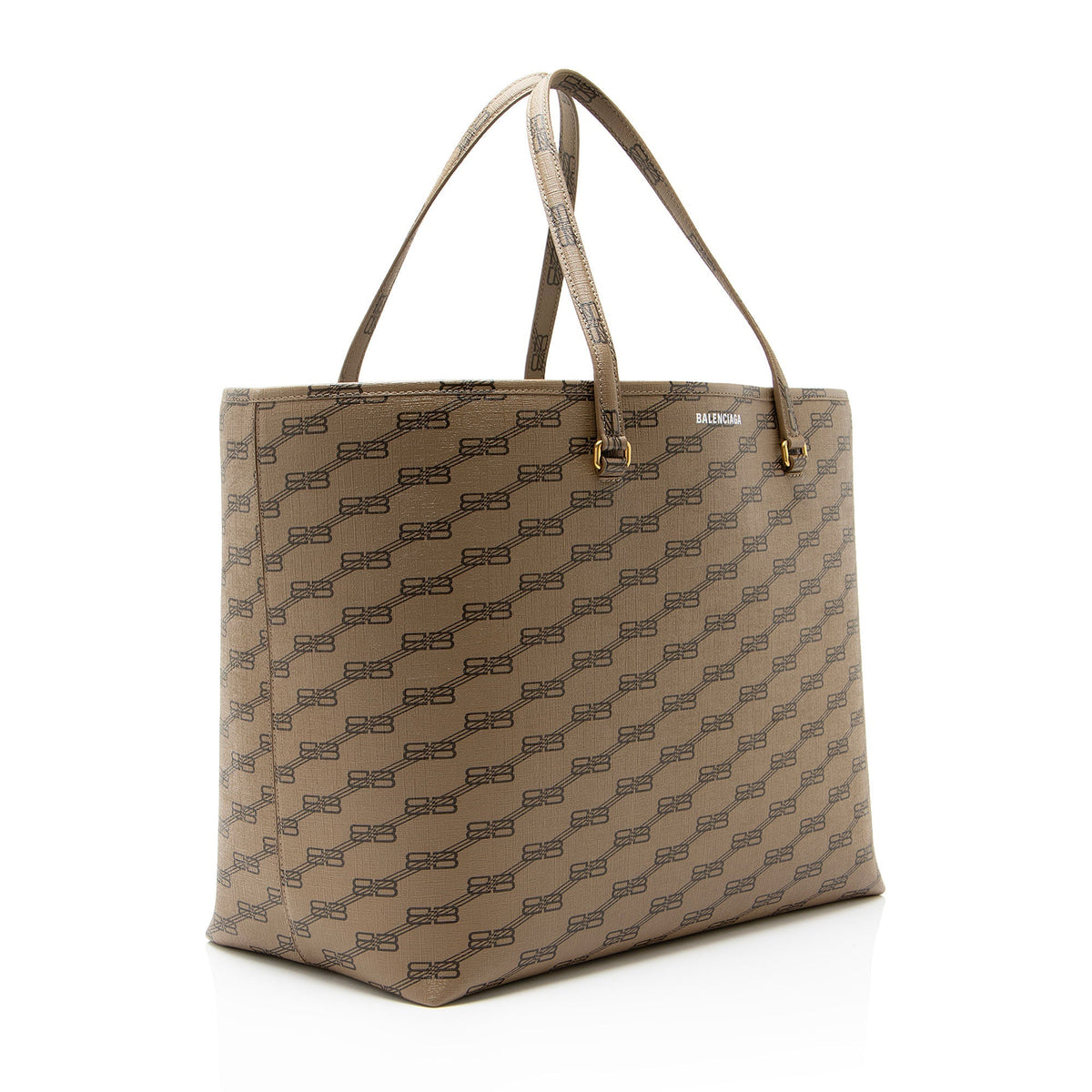 Balenciaga BB Monogram Canvas Signature Large Shopper Tote Bag - Brown
