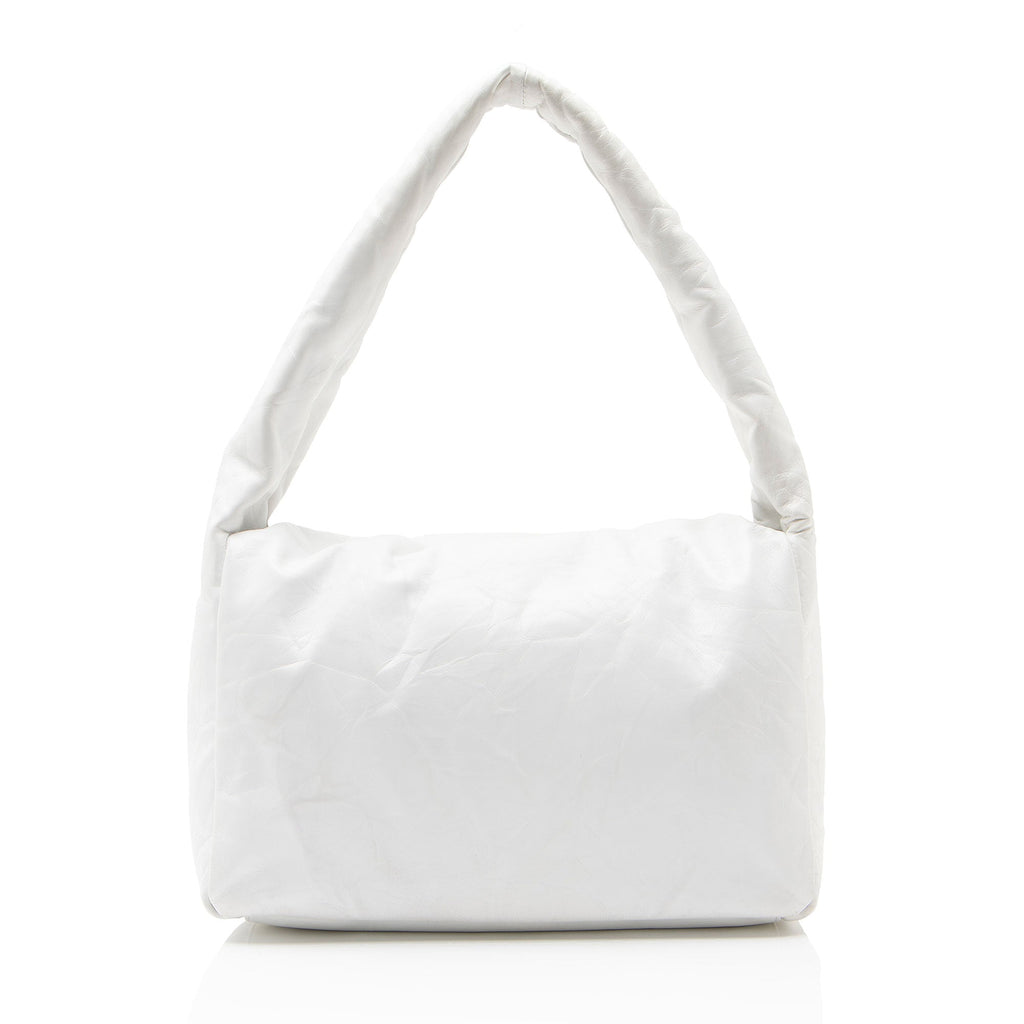 Balenciaga Calfskin Monaco Medium Shoulder Bag - White