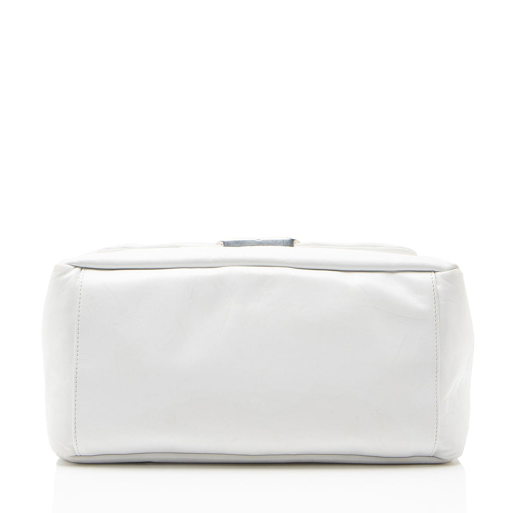 Balenciaga Calfskin Monaco Medium Shoulder Bag - White