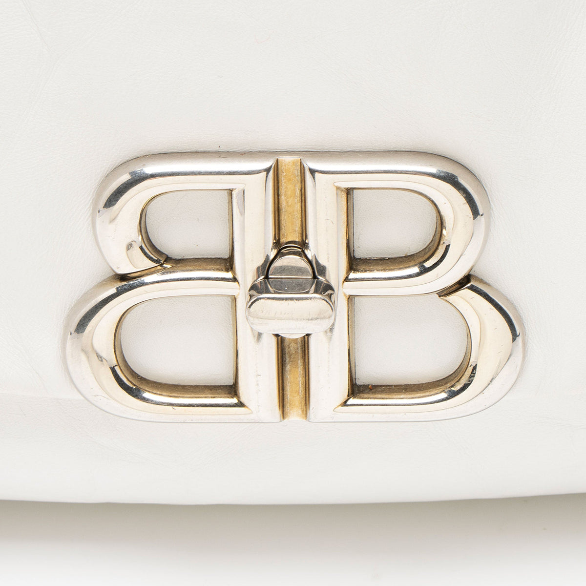 Balenciaga Calfskin Monaco Medium Shoulder Bag - White