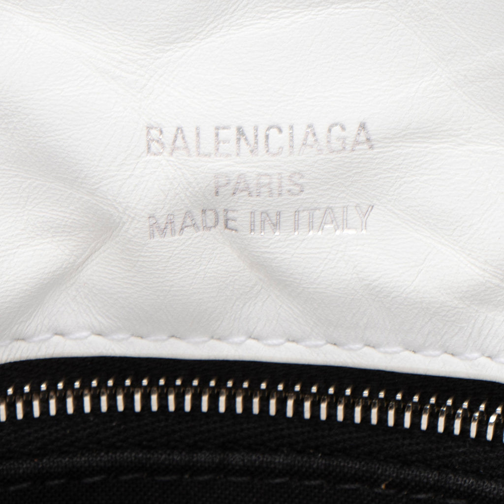 Balenciaga Calfskin Monaco Medium Shoulder Bag - White
