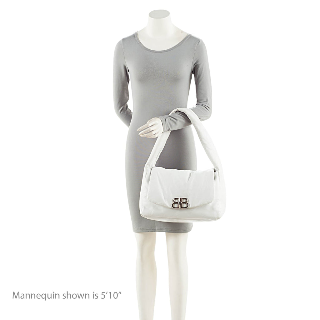 Balenciaga Calfskin Monaco Medium Shoulder Bag - White