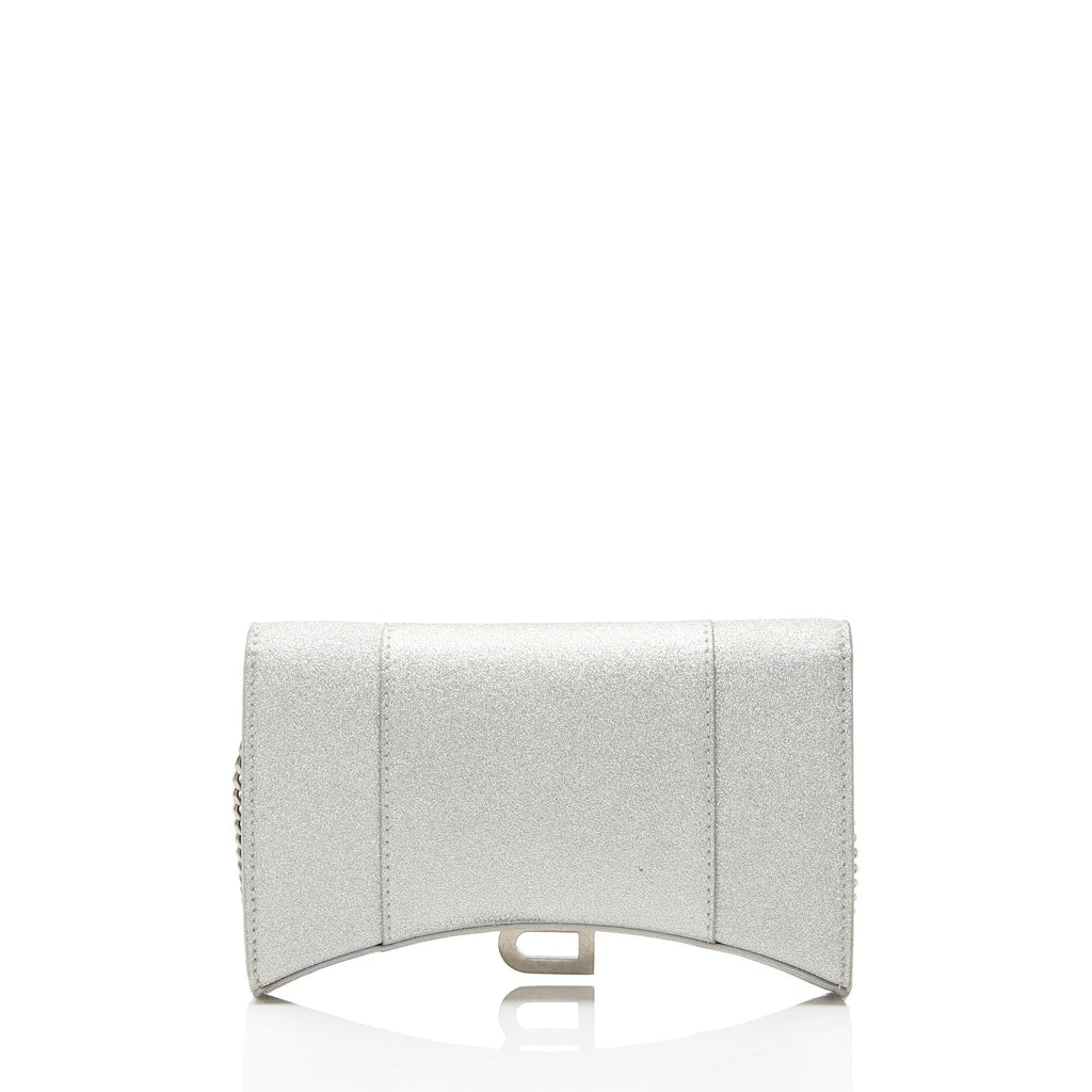 Balenciaga Glitter Hourglass XS Wallet on Chain - Silver