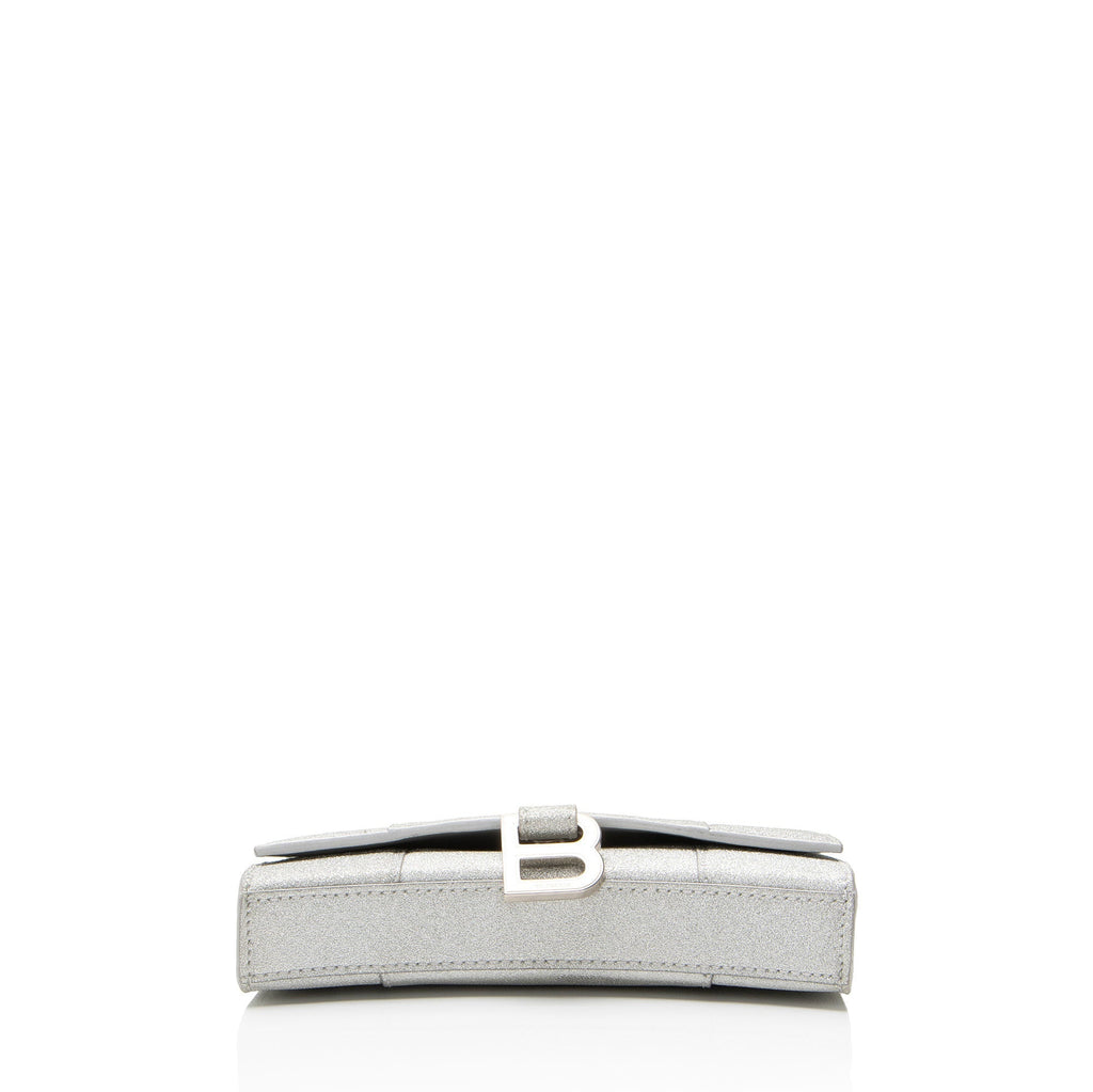 Balenciaga Glitter Hourglass XS Wallet on Chain - Silver