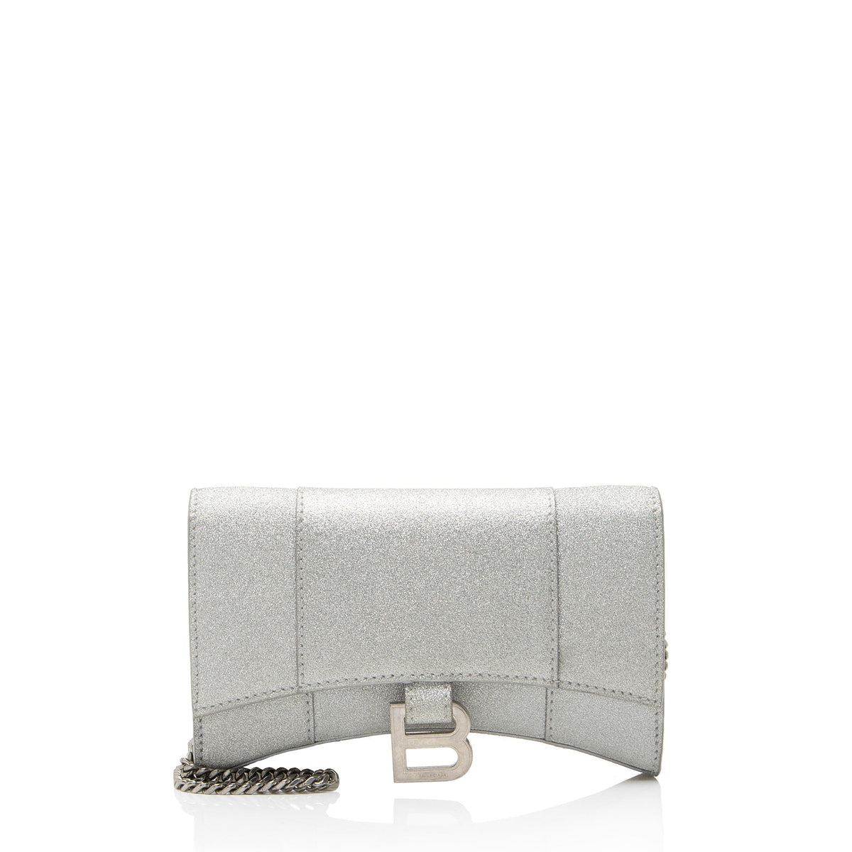Balenciaga Glitter Hourglass XS Wallet on Chain - Silver