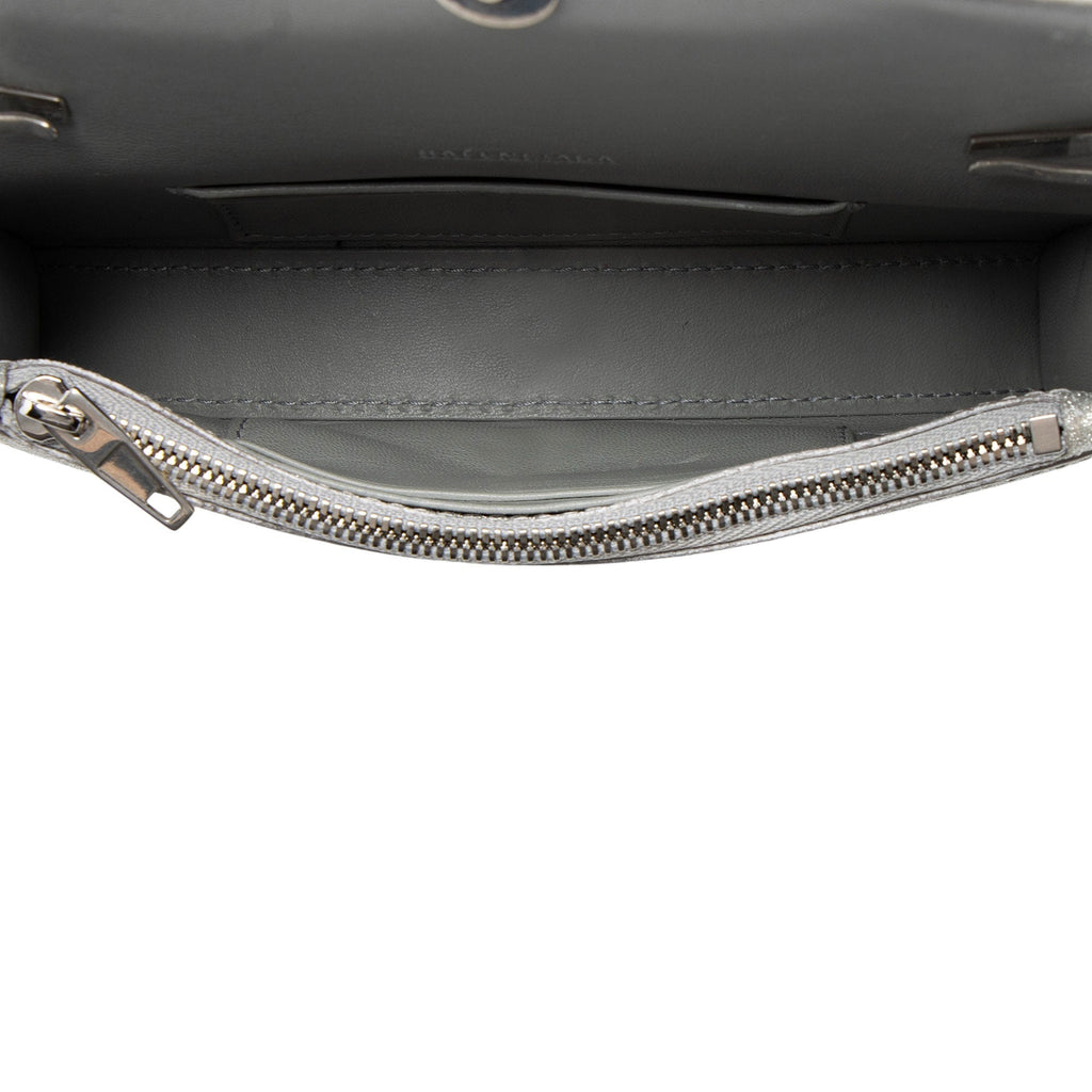 Balenciaga Glitter Hourglass XS Wallet on Chain - Silver
