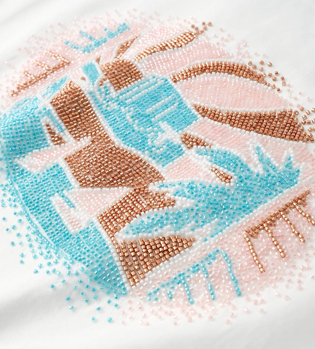 Birth of Royal Child Beaded Nile River Tee White