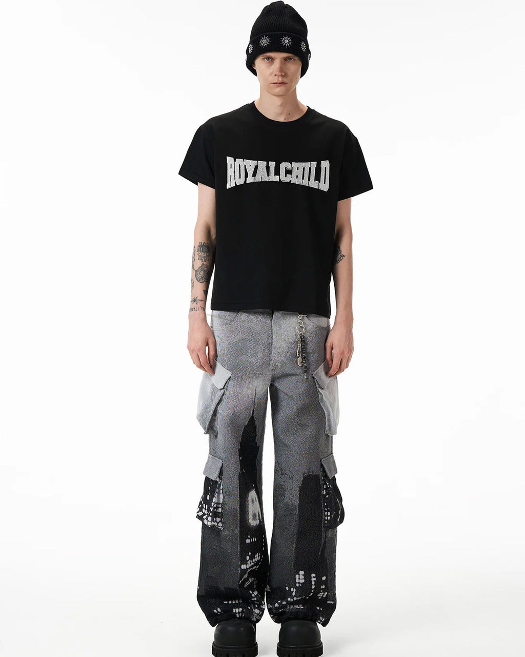 Birth of Royal Child Crystal Embellished Tee Black