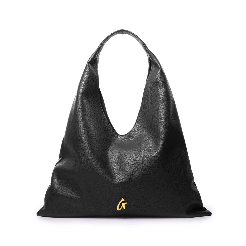 PEBBLE HOBO SHOULDER BAG - BLACK