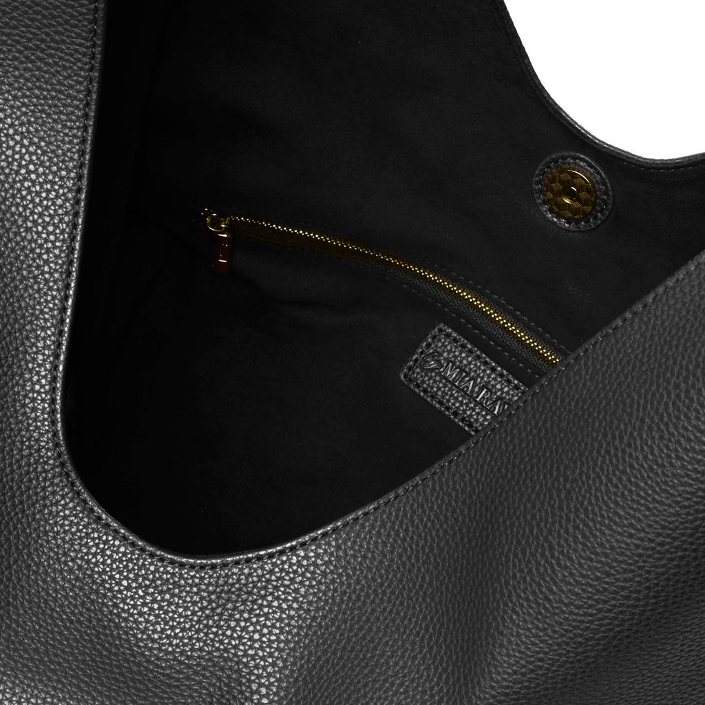PEBBLE HOBO SHOULDER BAG - BLACK