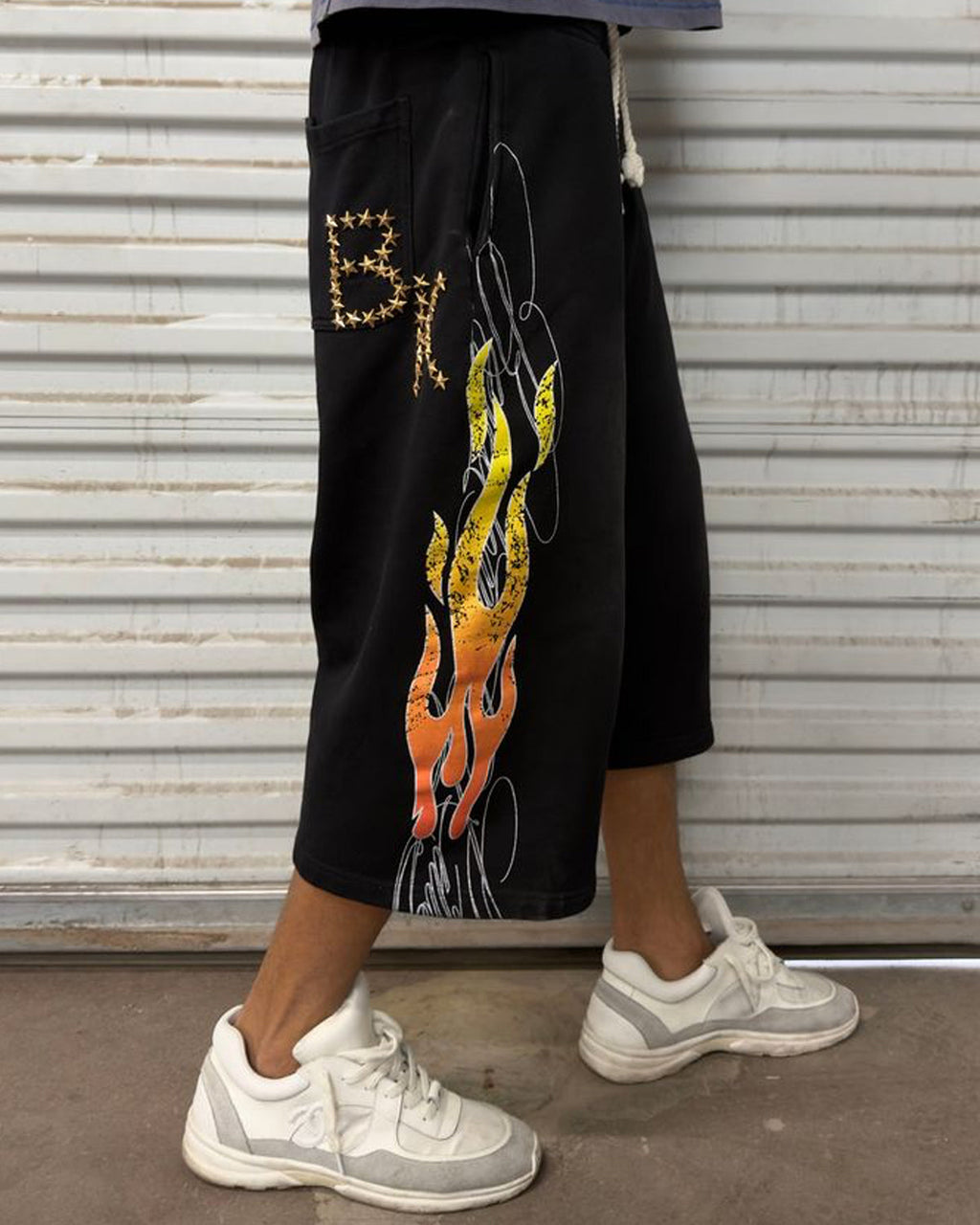 Boredom Kills Up in Flames Shorts Black