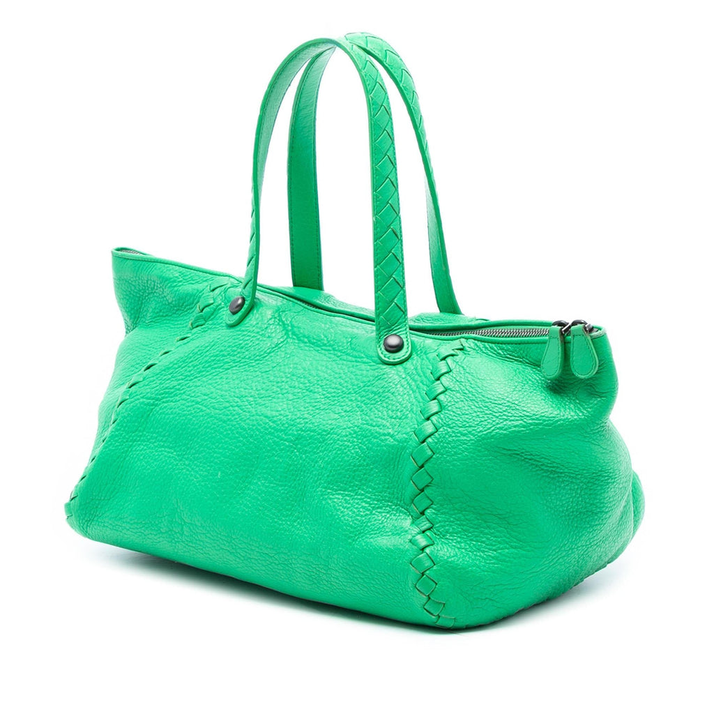 Bottega Veneta Intrecciato Trimmed Cervo Tote Bag - Green