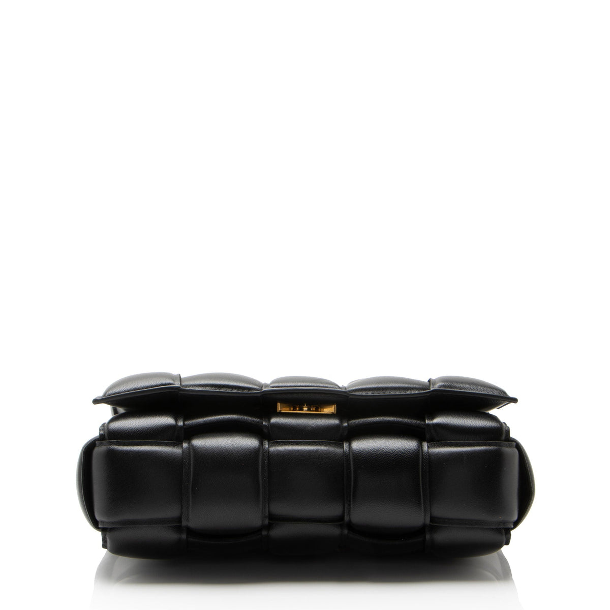 Bottega Veneta Lambskin Cassette Chain Maxi Shoulder Bag - Black