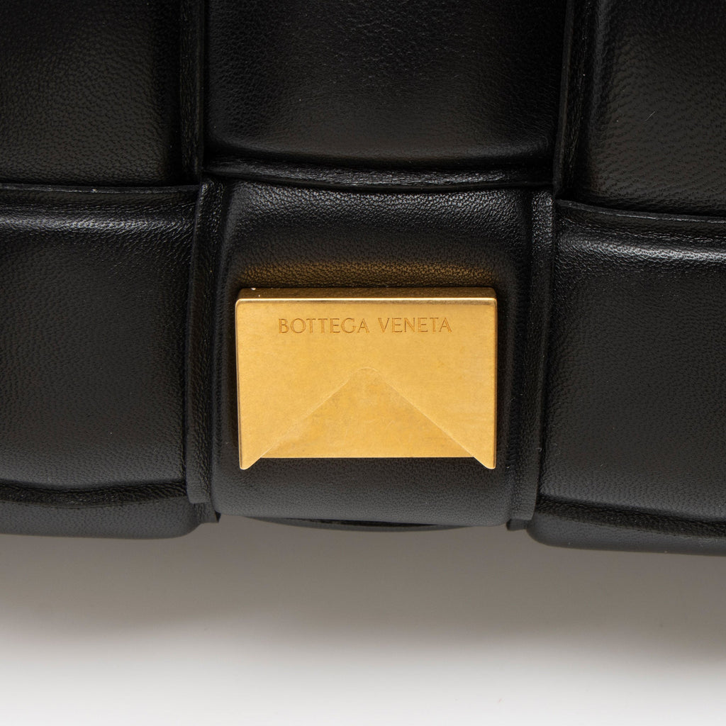 Bottega Veneta Lambskin Cassette Chain Maxi Shoulder Bag - Black